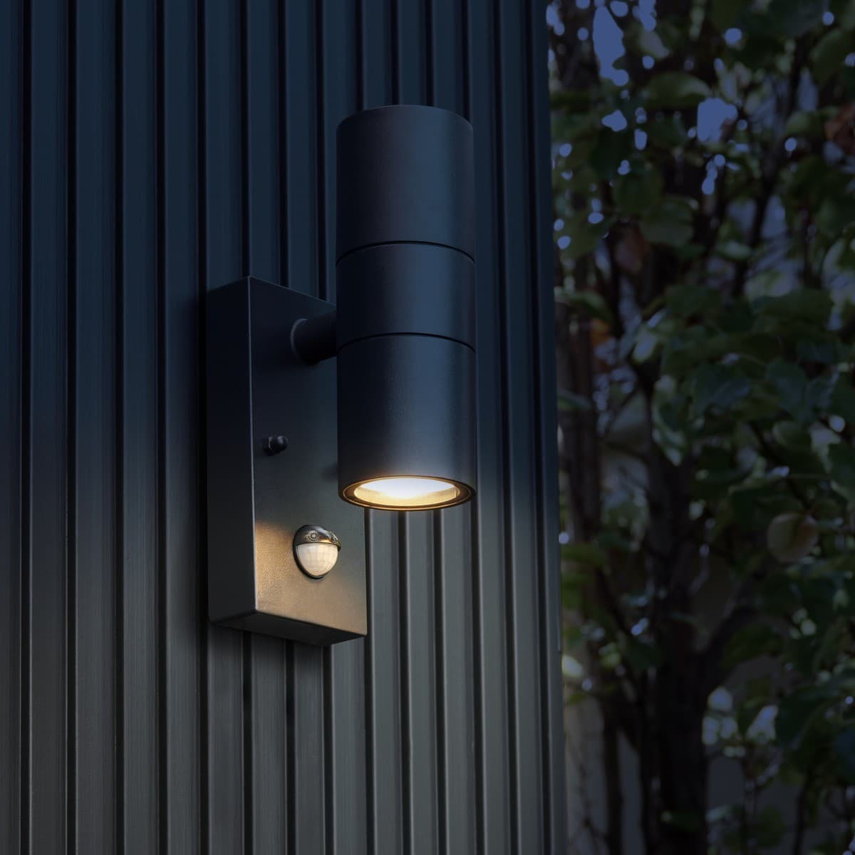 Wanaka 2 Light 240V Up/Down Exterior Wall Light with Sensor in Black-img-3