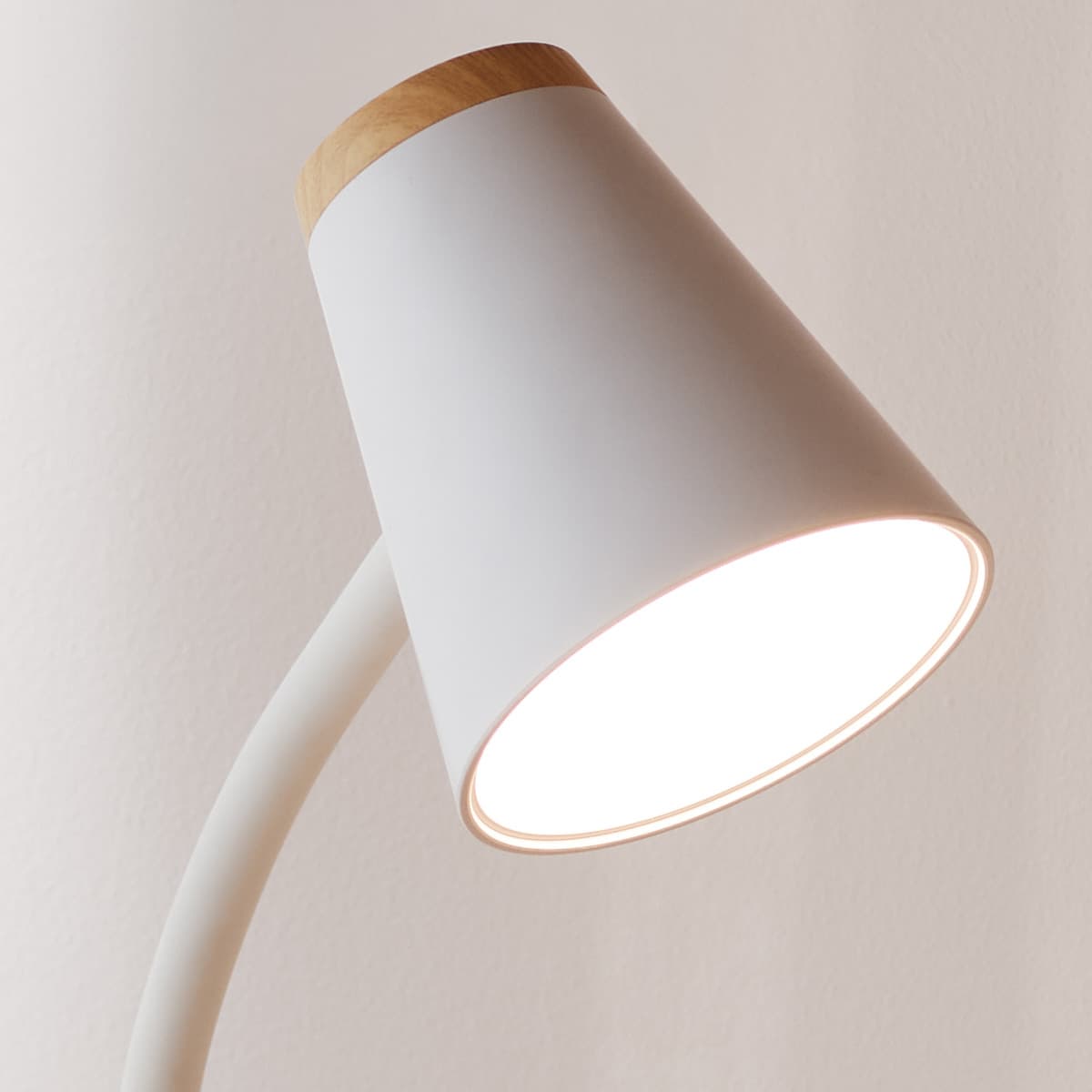 Mae Adjustable LED Table Lamp in White with Teak-img-3