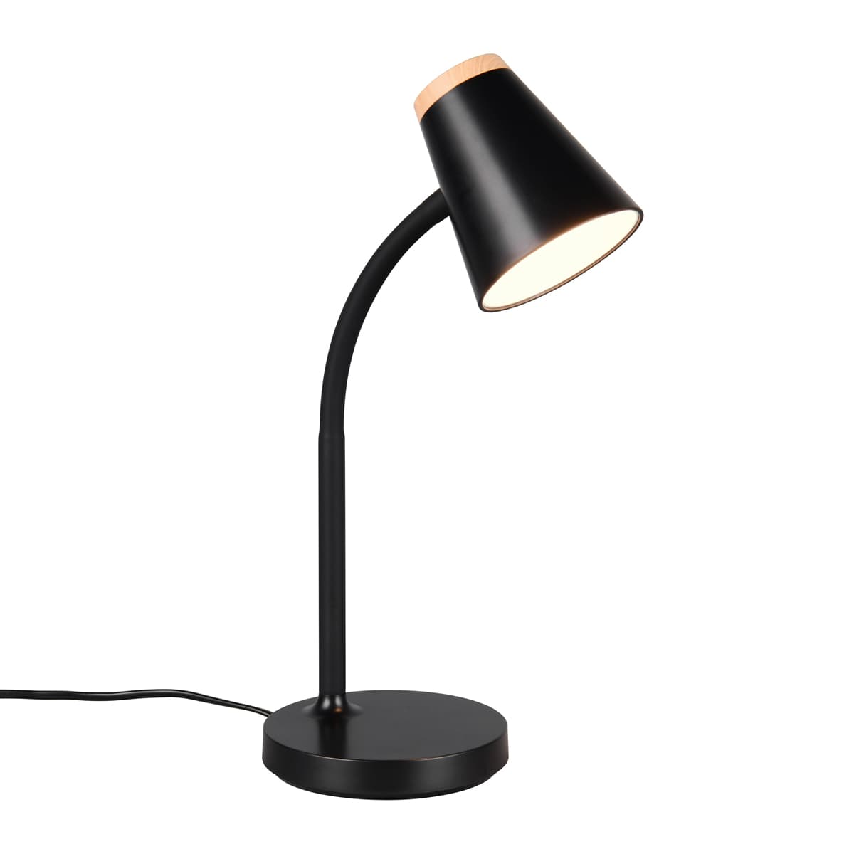 Mae Adjustable LED Table Lamp in Black with Teak-img-1