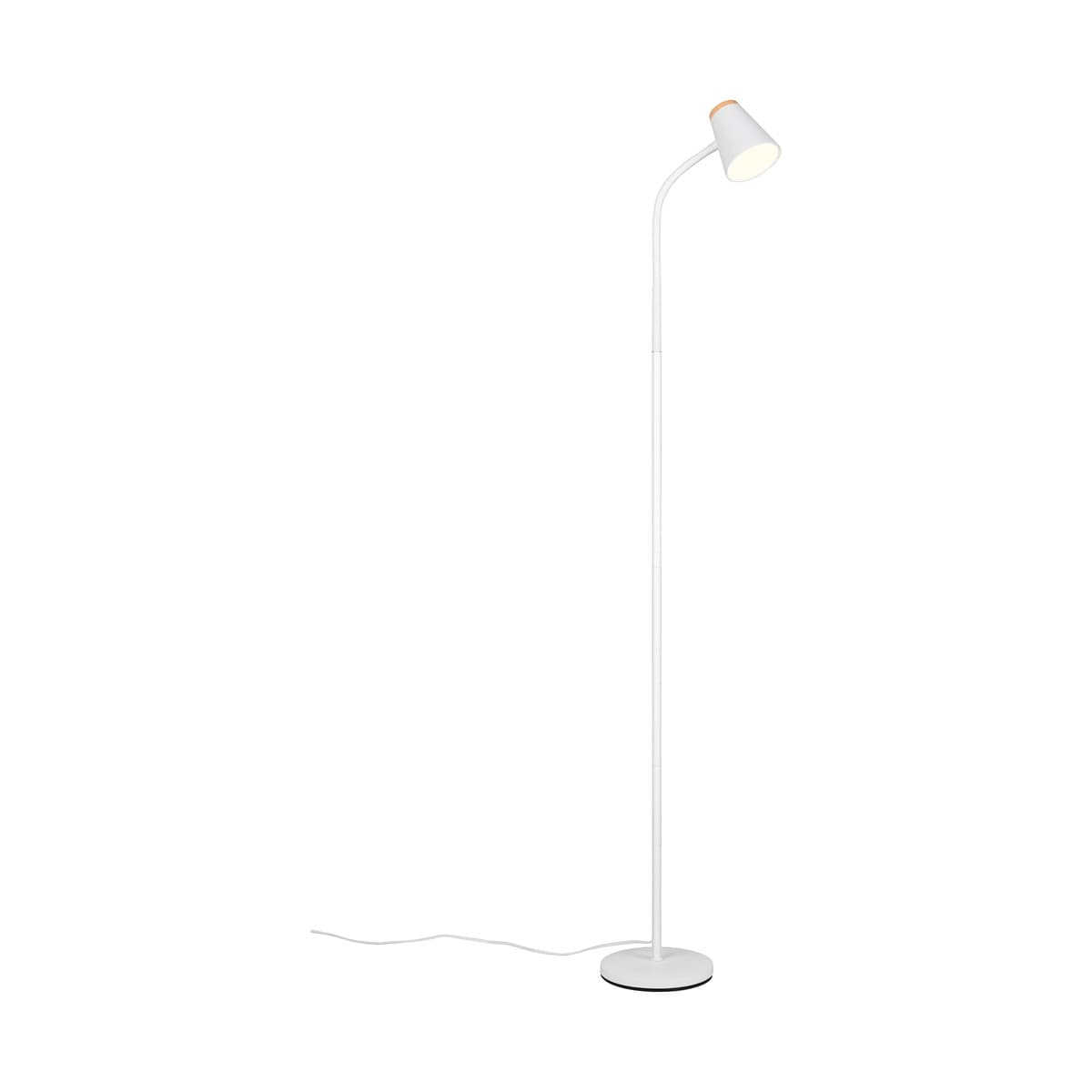 Mae Adjustable LED Floor Lamp in White with Teak-img-1