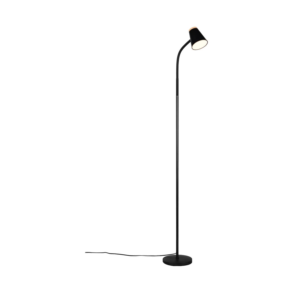 Mae Adjustable LED Floor Lamp in Black with Teak-img-1