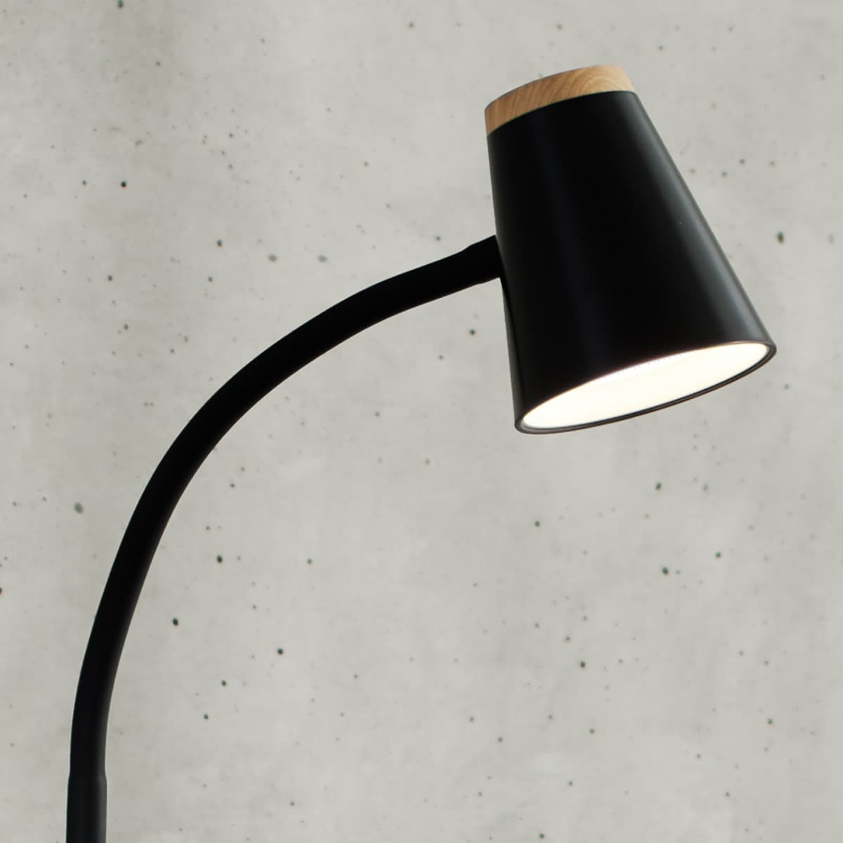 Mae Adjustable LED Floor Lamp in Black with Teak-img-3