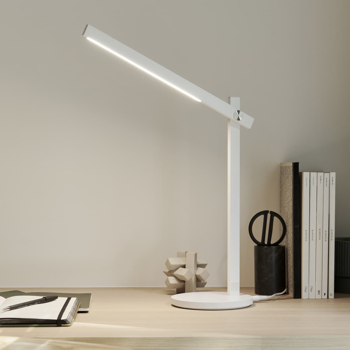 LEDlux Ikon LED 5.5W Dimmable Colour Change Table Lamp With Wireless Phone Charger In White-img-3