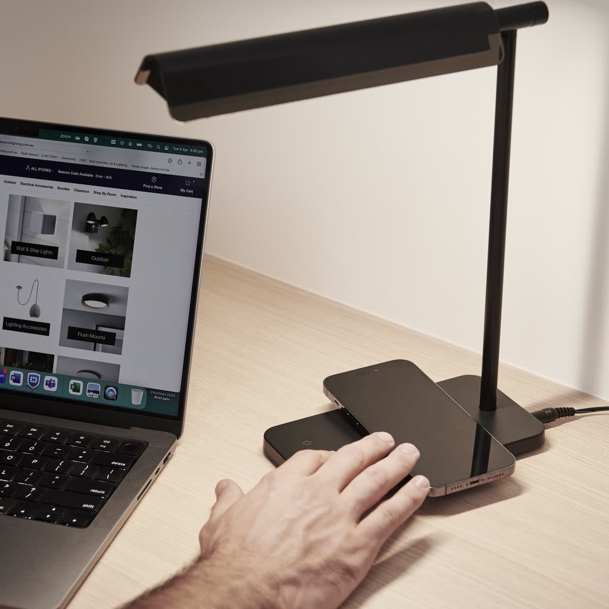 Hansen LED Dimmable Table Lamp with Wireless Phone Charger in Black-img-3