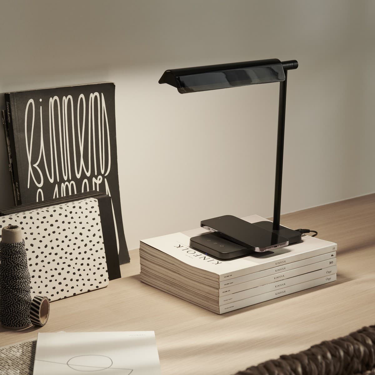 Hansen LED Dimmable Table Lamp with Wireless Phone Charger in Black-img-4
