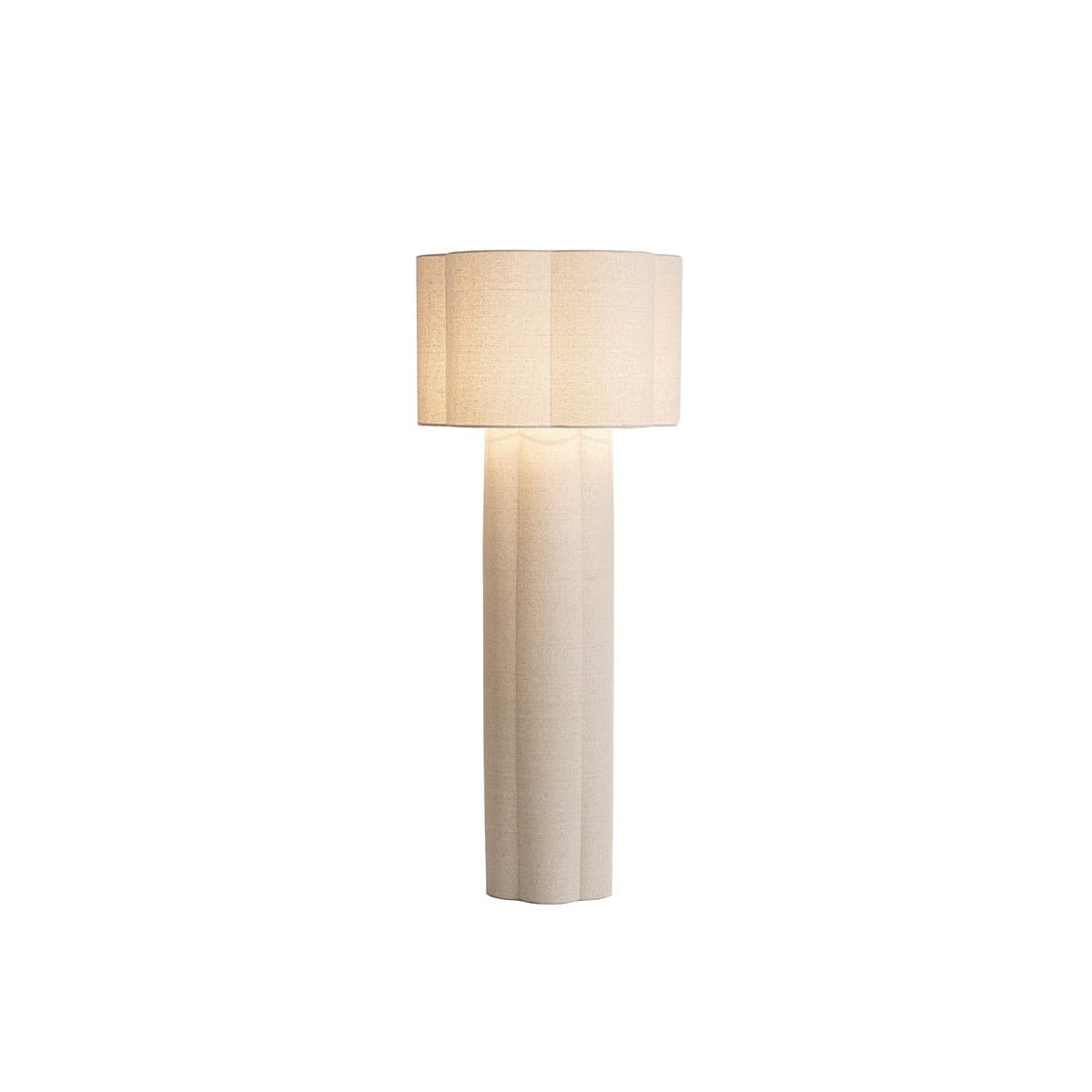 Astrid 1 Light Scalloped Floor Lamp in Natural Linen-img-2