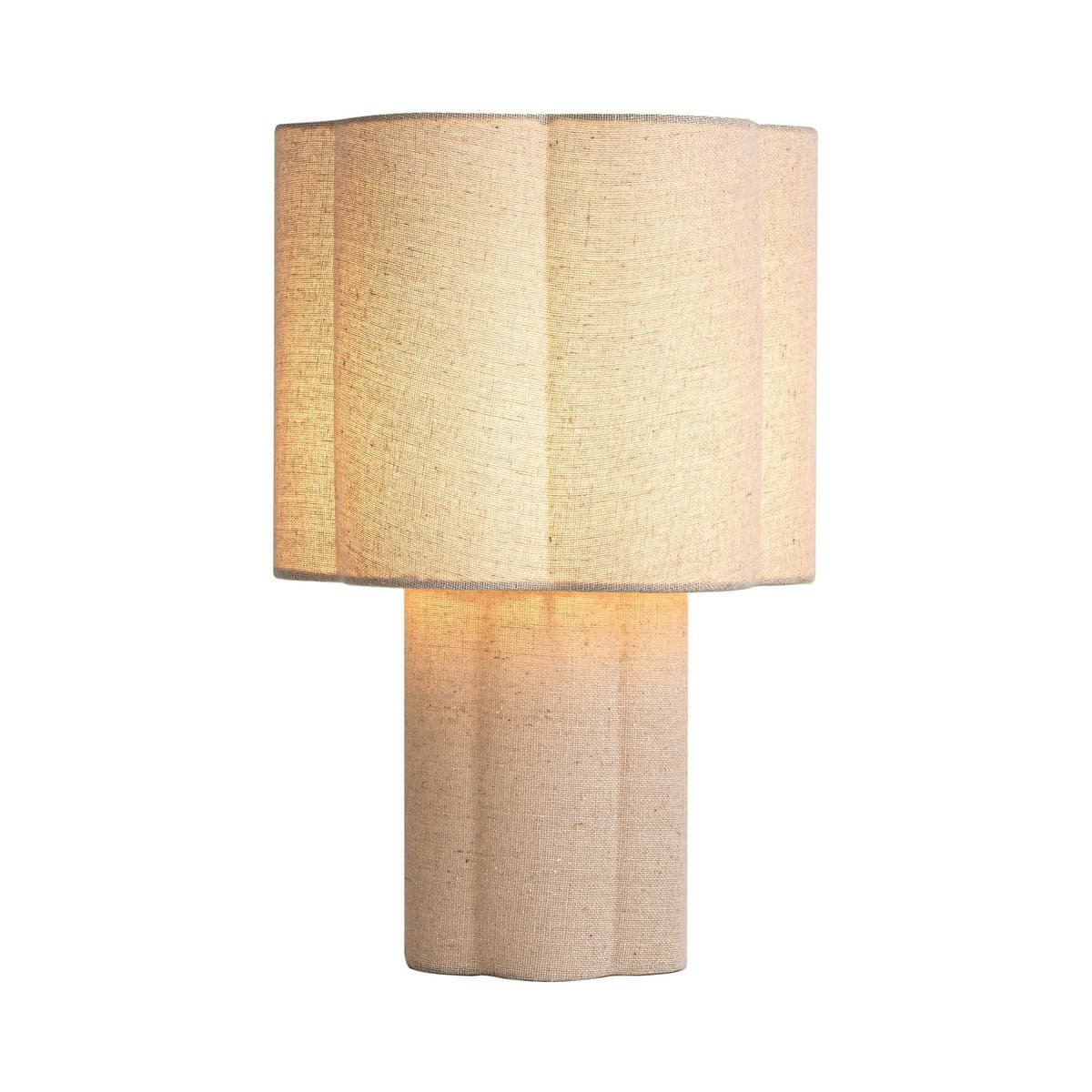 Astrid 1 Light Small Scalloped Table Lamp in Natural Linen-img-2
