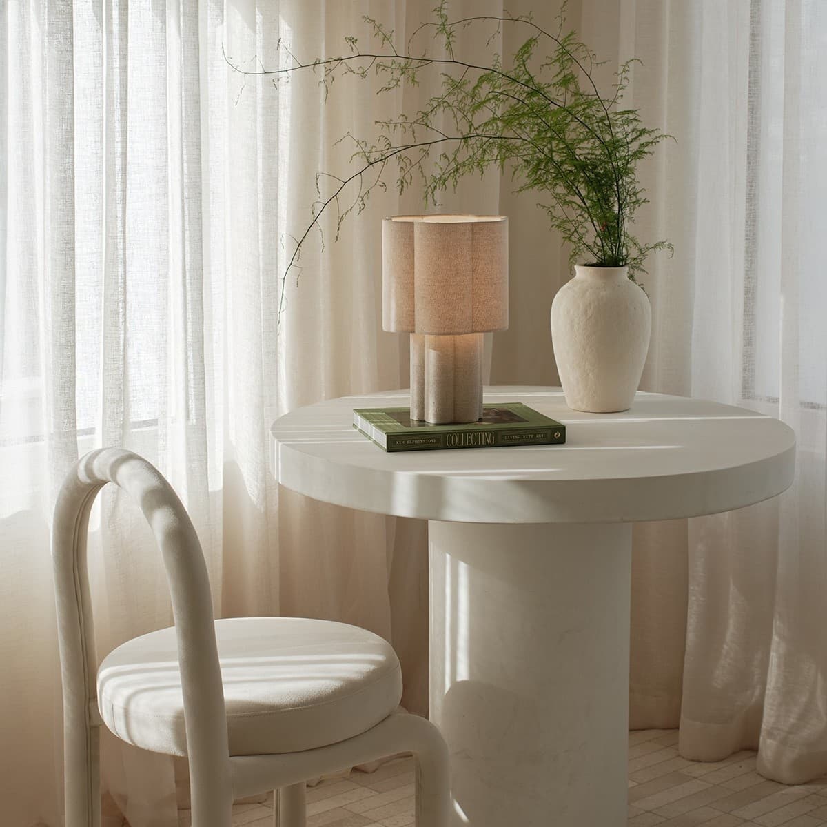 Astrid 1 Light Small Scalloped Table Lamp in Natural Linen-img-6