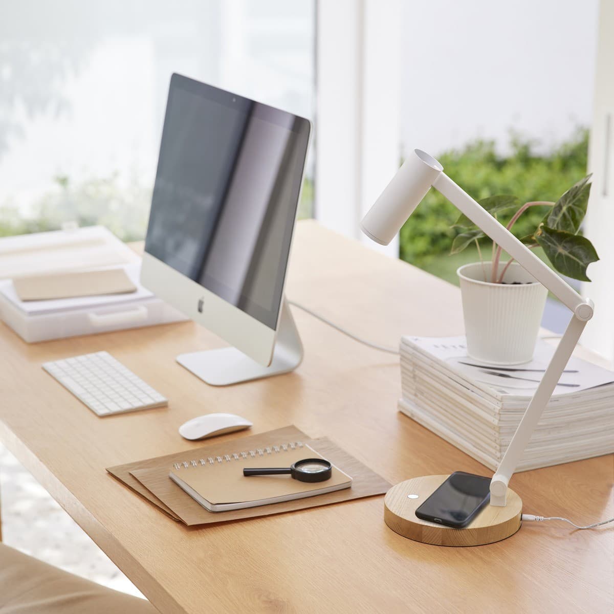 LEDlux Connor LED Table Lamp with Wireless Phone Charger in White-img-2