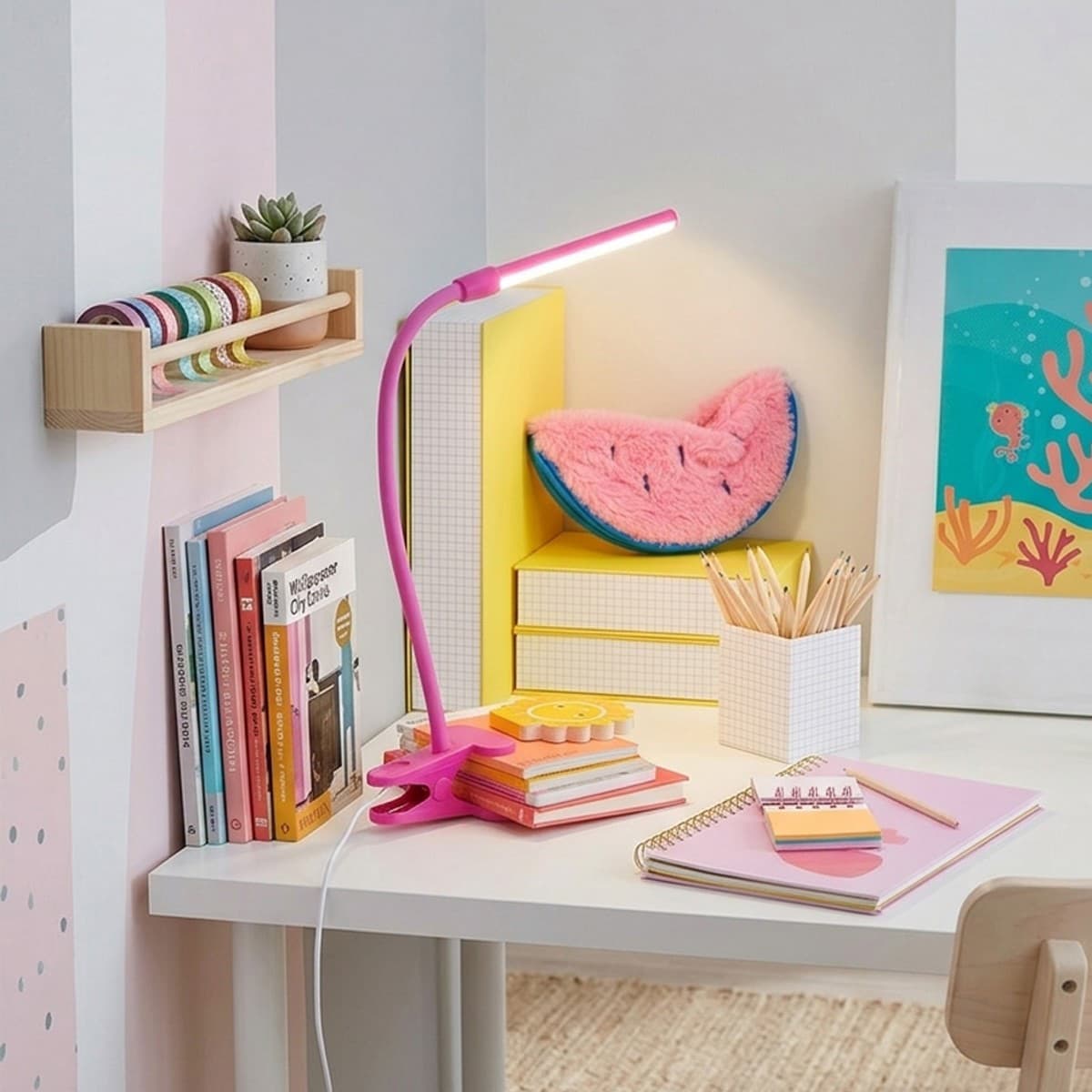 Izzy 1 Light LED Adjustable Clamp Lamp in Pink-img-2