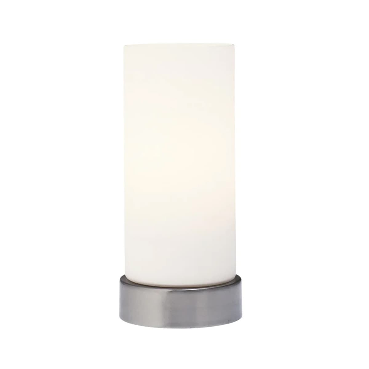 Cylinder Touch Lamp with Brushed Chrome Base and Opal Cylinder Glass-img-1