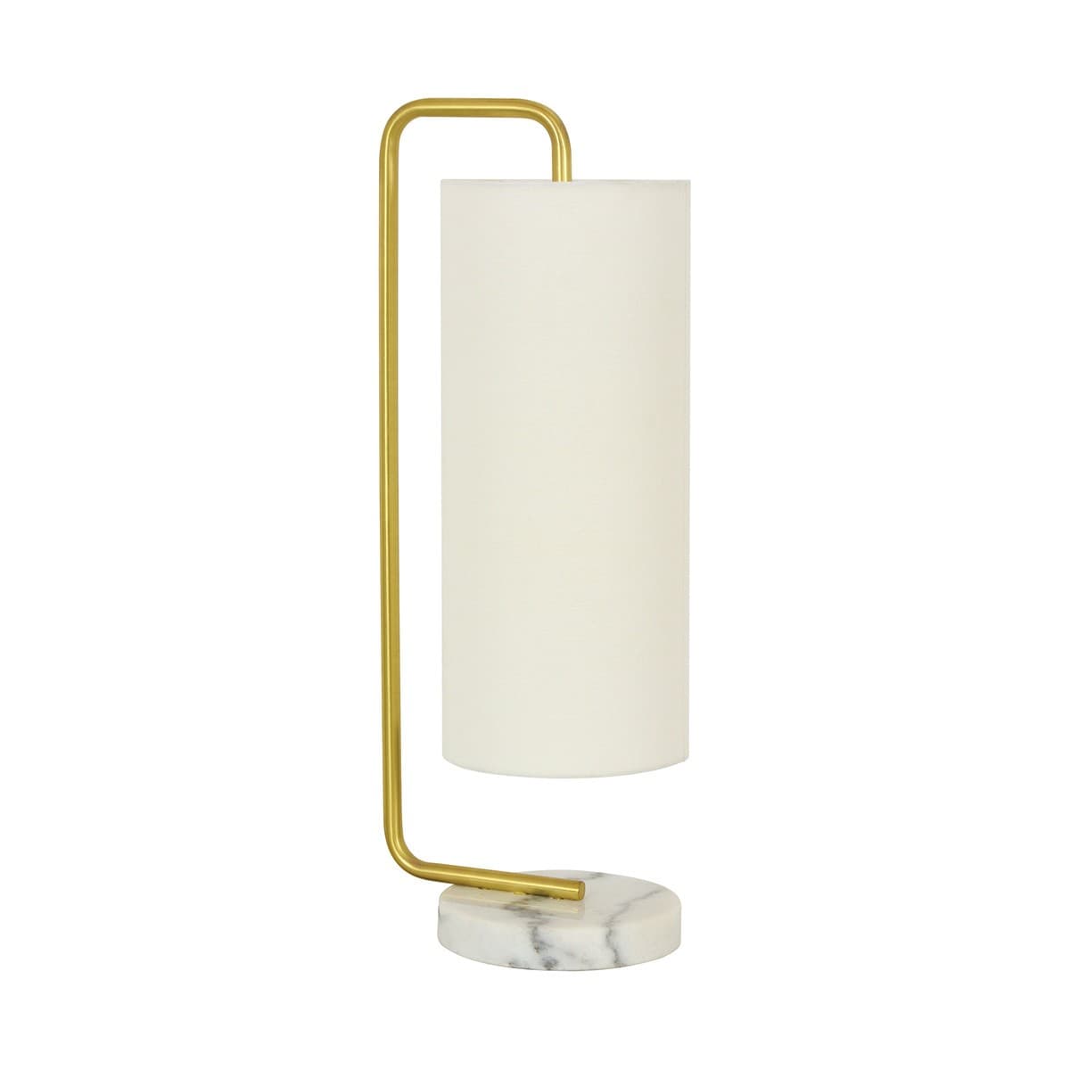 Astley 1 Light Table Lamp in Brass with Marble Base and White Linen Shade-img-1