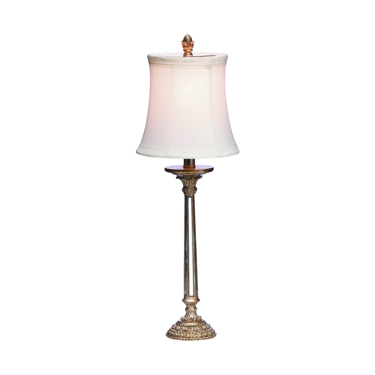 Sari Small Table Lamp in Antique Silver with White Shade