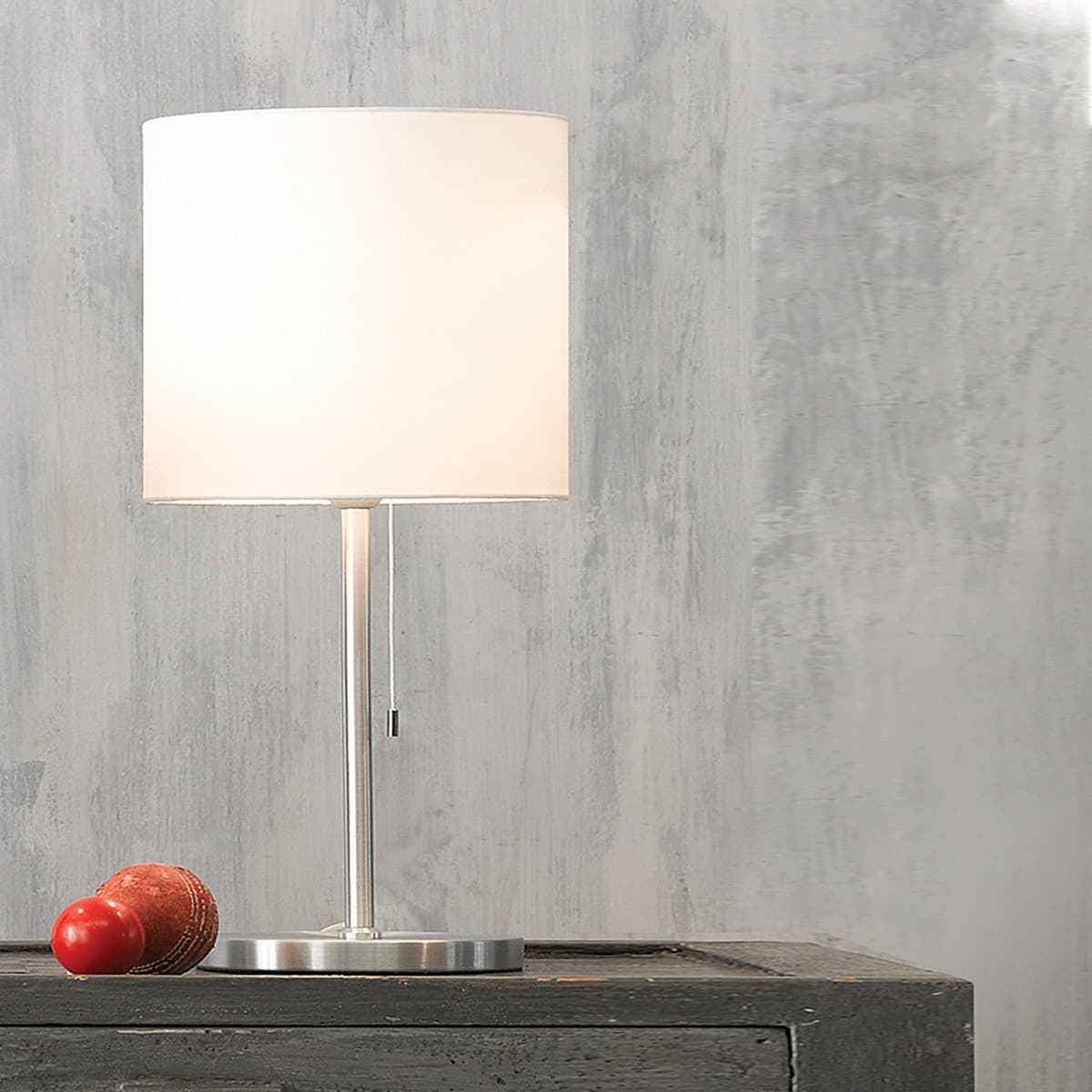 Bree Small Table Lamp in Brushed Aluminium with White Shade-img-2