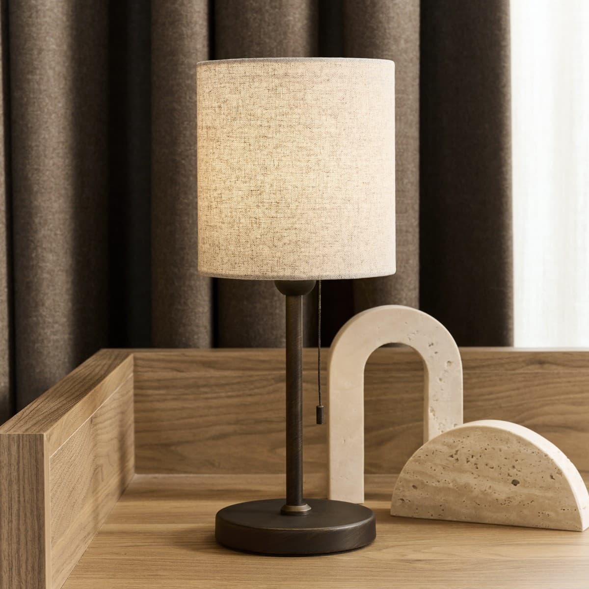 Bree Small Table Lamp in Bronze with Natural Shade-img-2