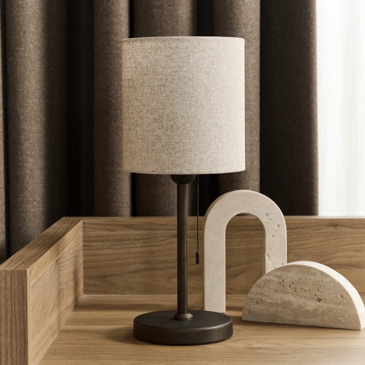 Bree Small Table Lamp in Bronze with Natural Shade-img-3