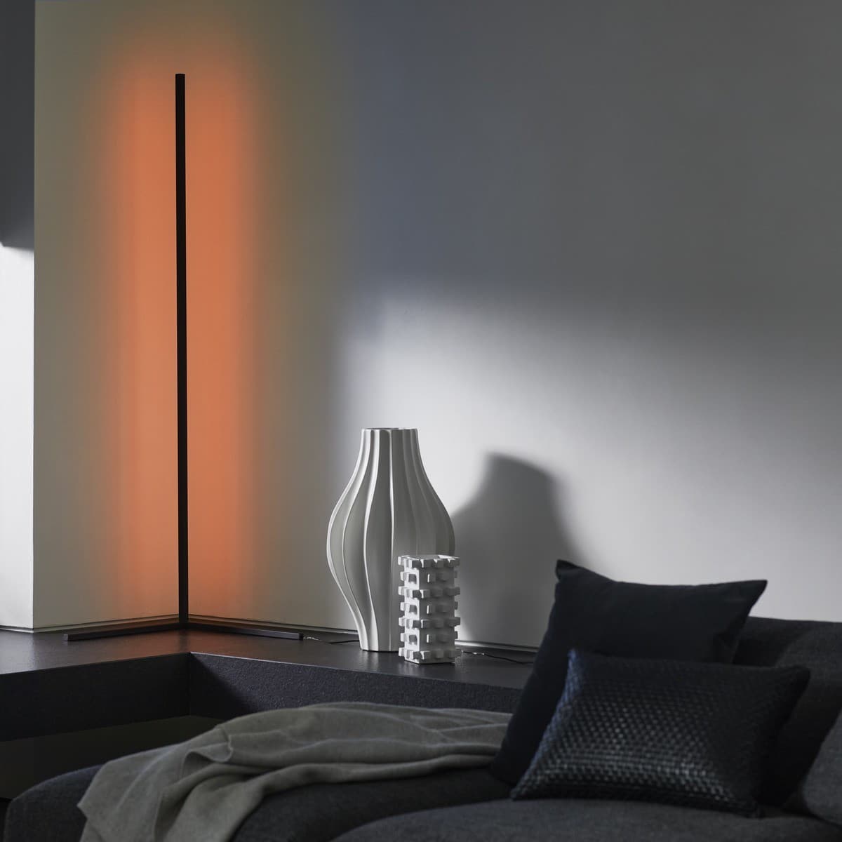 Pillar LED Colour Changing Floor Lamp in Black-img-2