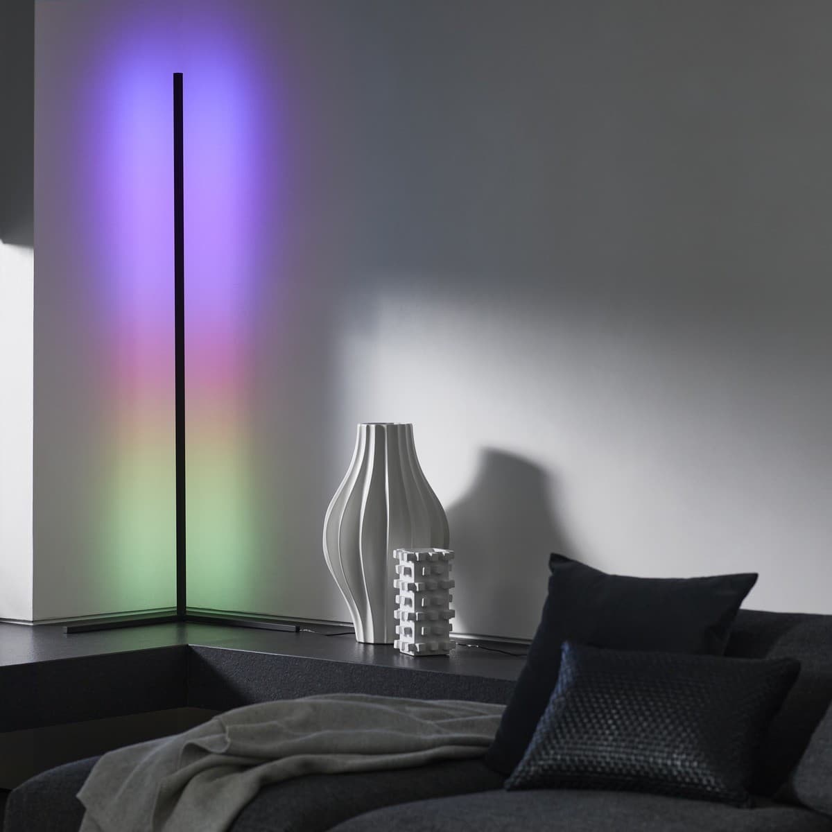 Pillar LED Colour Changing Floor Lamp in Black-img-3