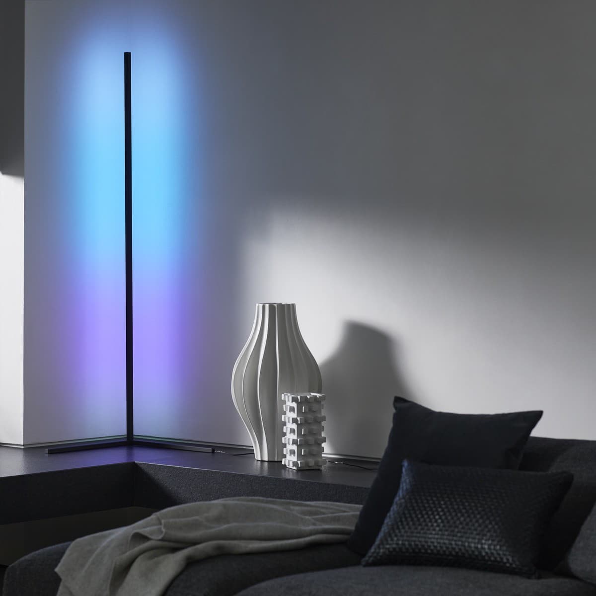 Pillar LED Colour Changing Floor Lamp in Black-img-4