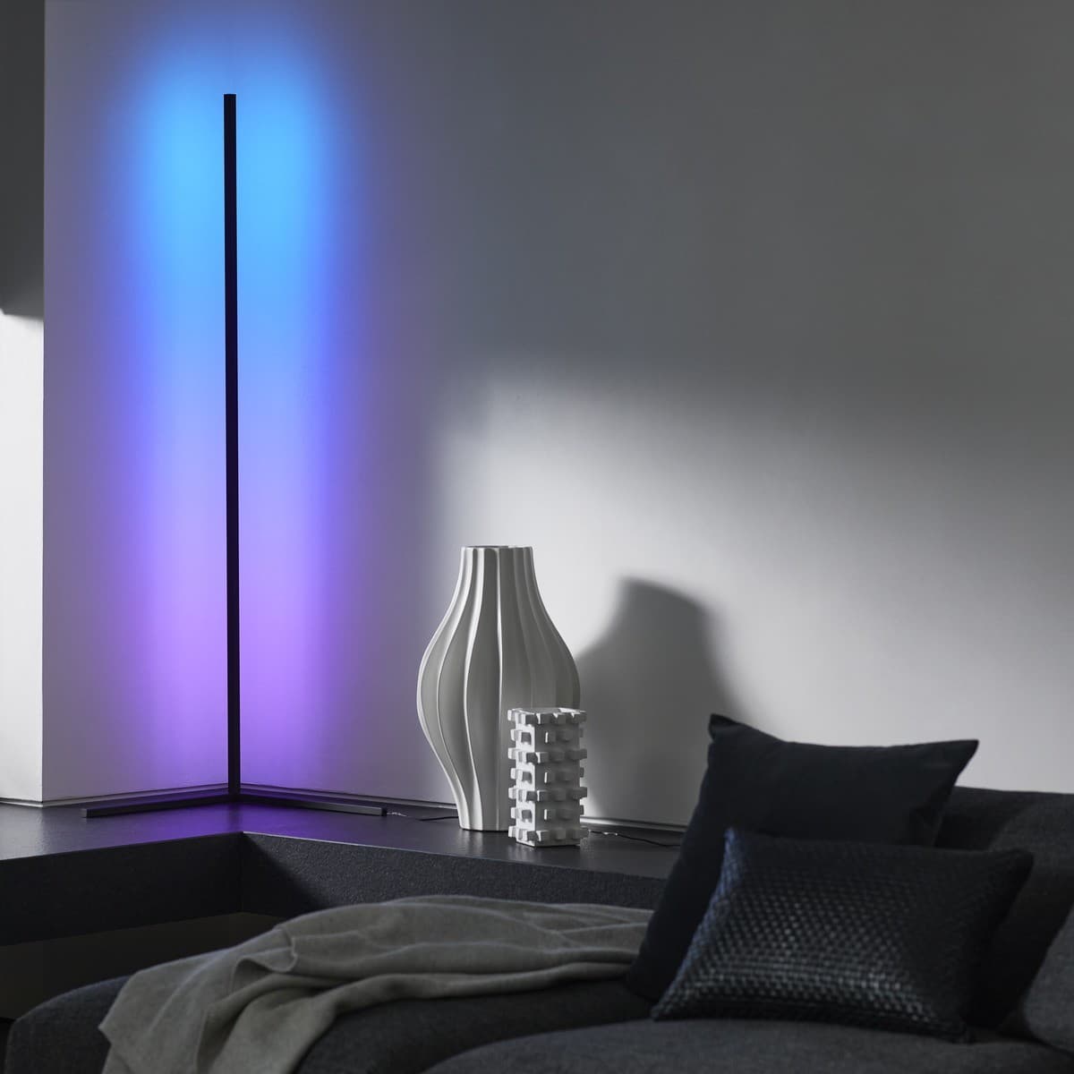 Pillar LED Colour Changing Floor Lamp in Black-img-5