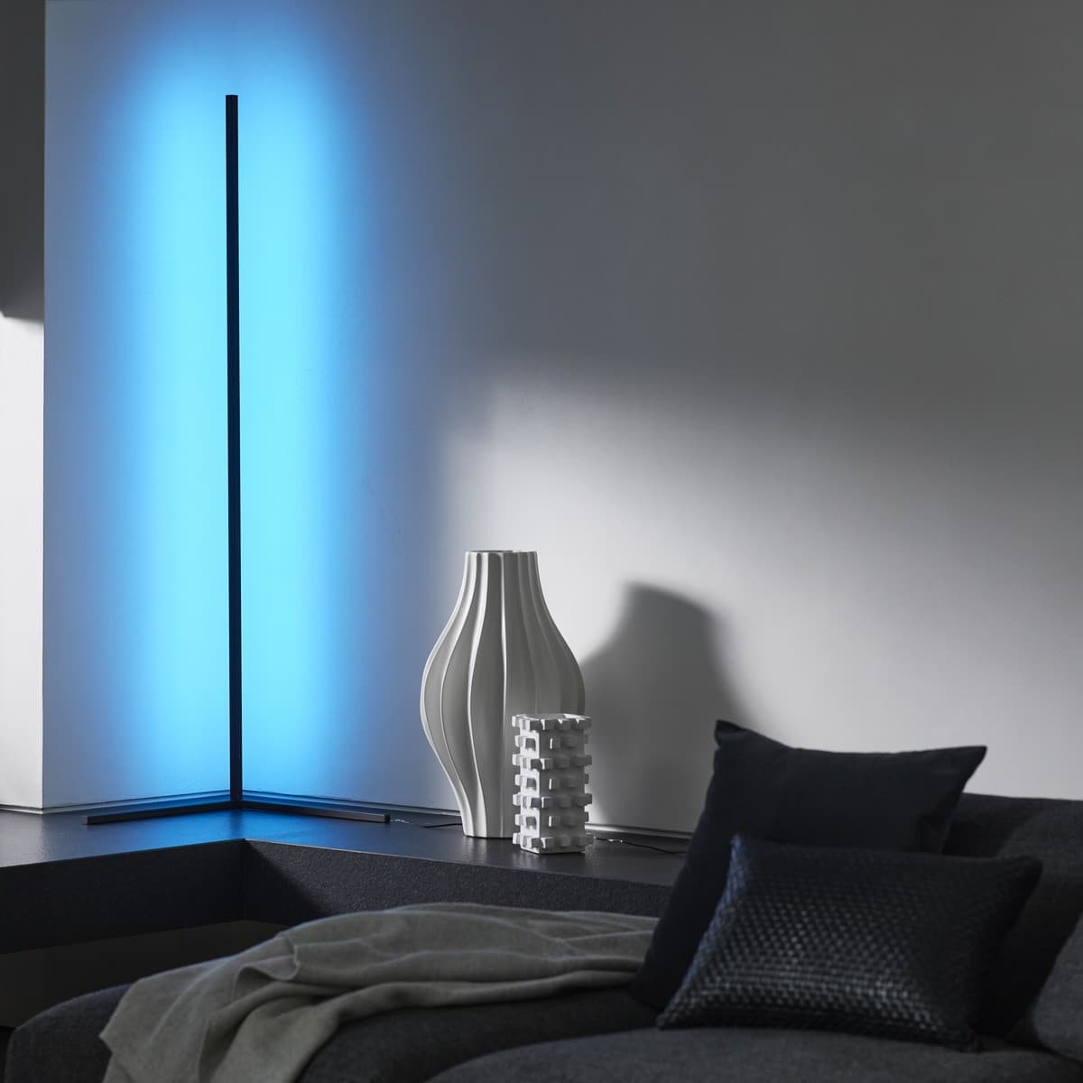 Pillar LED Colour Changing Floor Lamp in Black-img-7