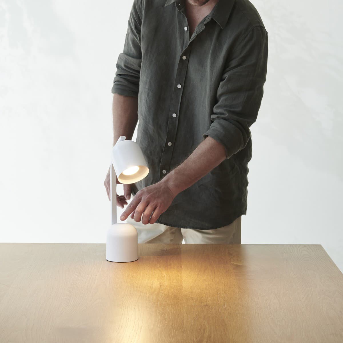 Moss 1 Light Touch Table Lamp in White-img-2