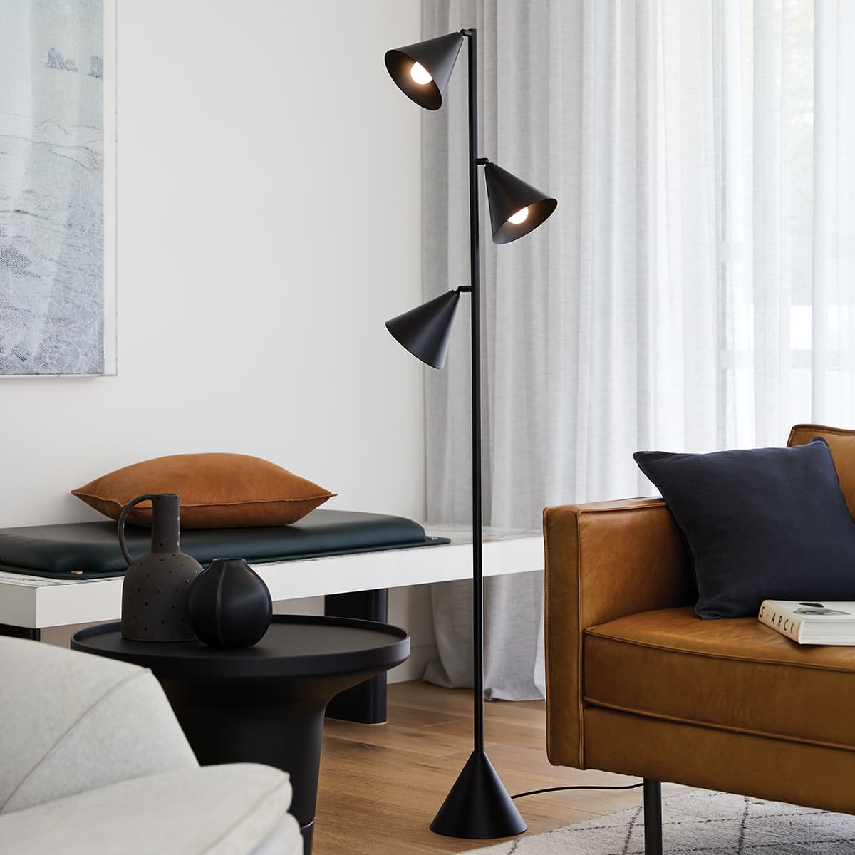 Bally 3 Light Floor Lamp in Black-img-2