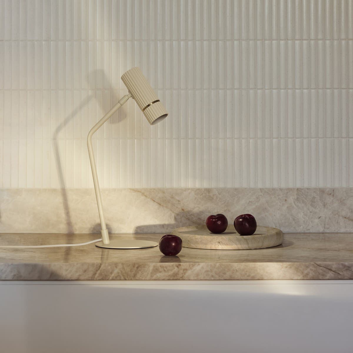 Portland 1 Light Table Lamp in Almond with Brass Detail-img-2