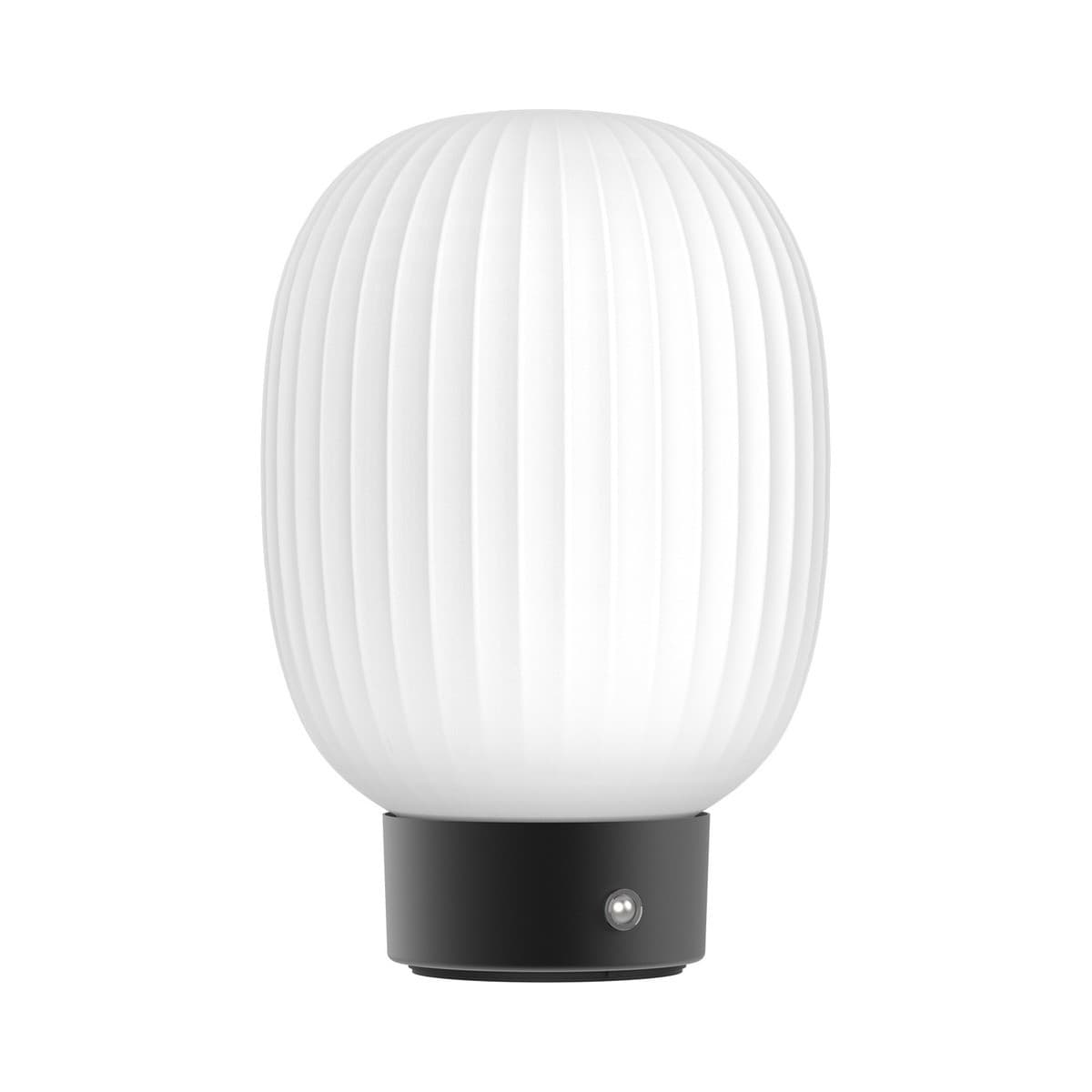 Ellidy Tall LED Portable Rechargable Table Lamp in Black with Ribbed Opal Glass Shade-img-1