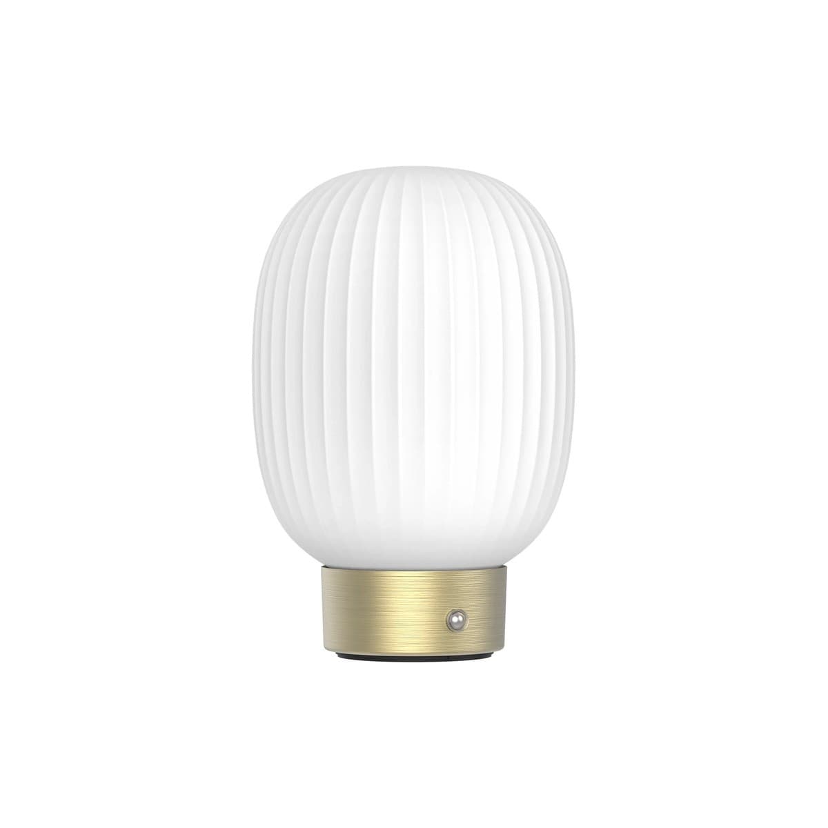Ellidy Tall LED Portable Rechargable Table Lamp in Brass with Ribbed Opal Glass Shade-img-1
