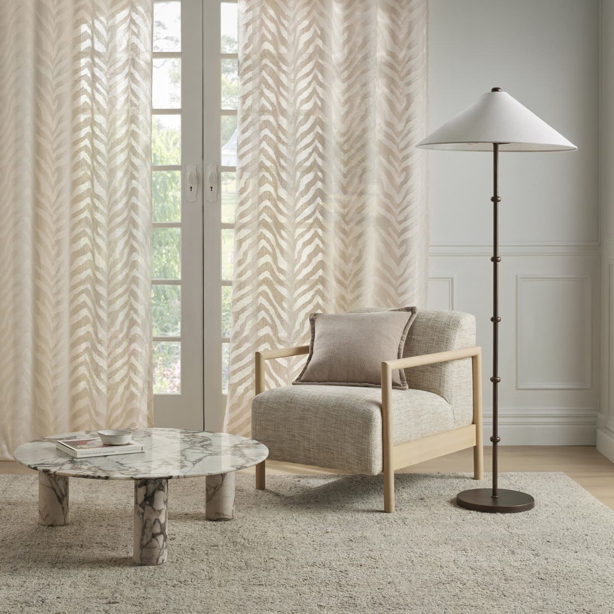 Monaco 3 Light Floor Lamp in Bronze with Natural Linen-img-3