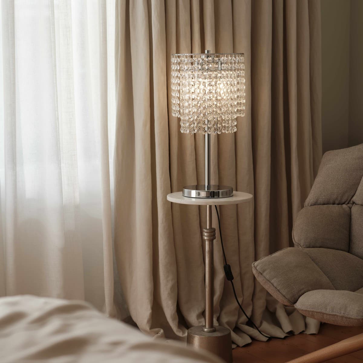 Sarita Crystal Table Lamp in Polished Chrome