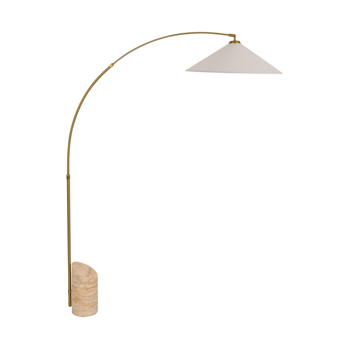 Valerie Floor Lamp in Aged Brass with Travertine and White Linen-img-1