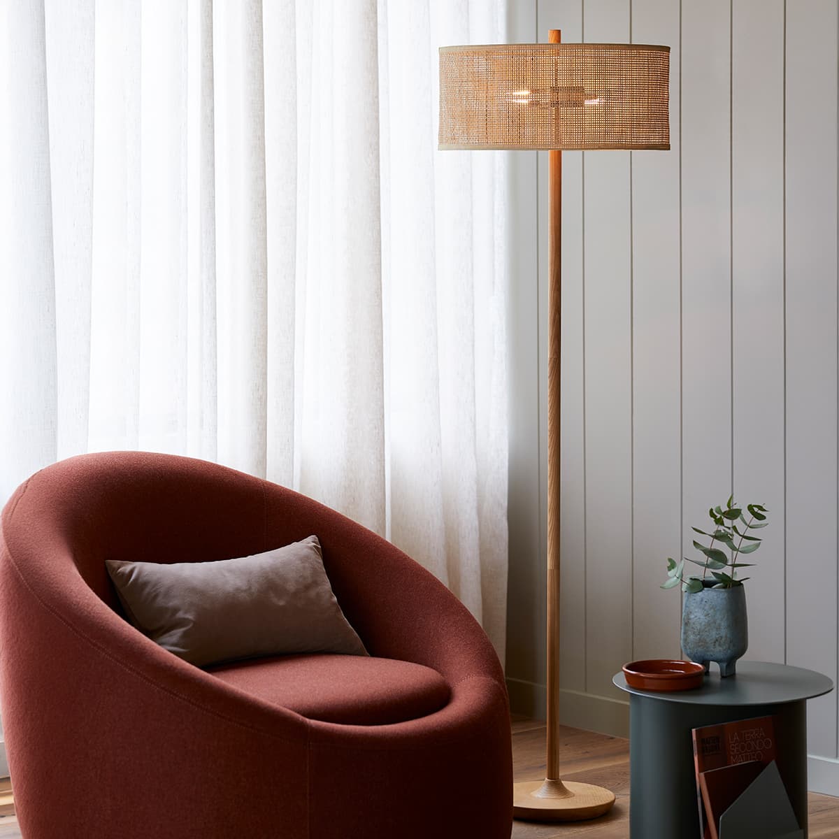 Shore 2 Light Floor Lamp in Tan Rattan-img-2