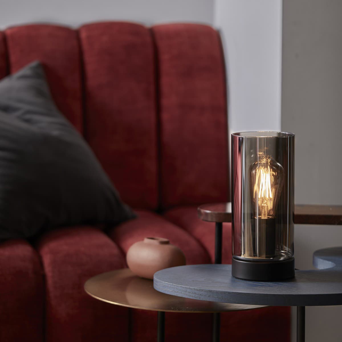 Touch Round Table Lamp in Black/Smoke-img-2