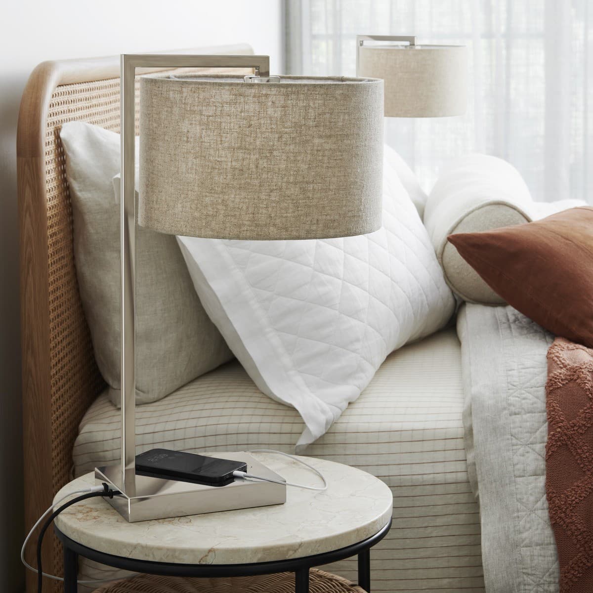 Maya 1 Light Table Lamp in Chrome, 2 Pack, with USB-img-3