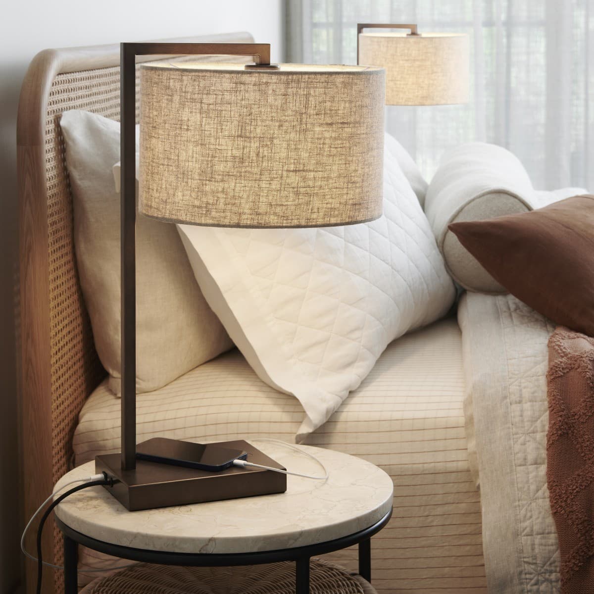 Maya 1 Light Table Lamp in Bronze, 2 Pack, with USB-img-2
