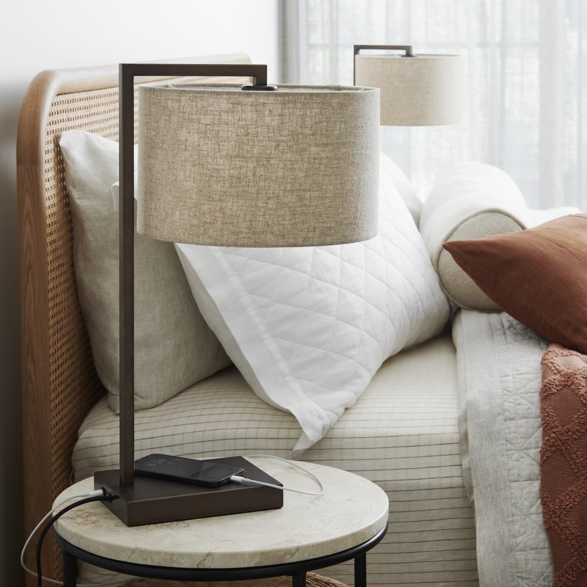 Maya 1 Light Table Lamp in Bronze, 2 Pack, with USB-img-3