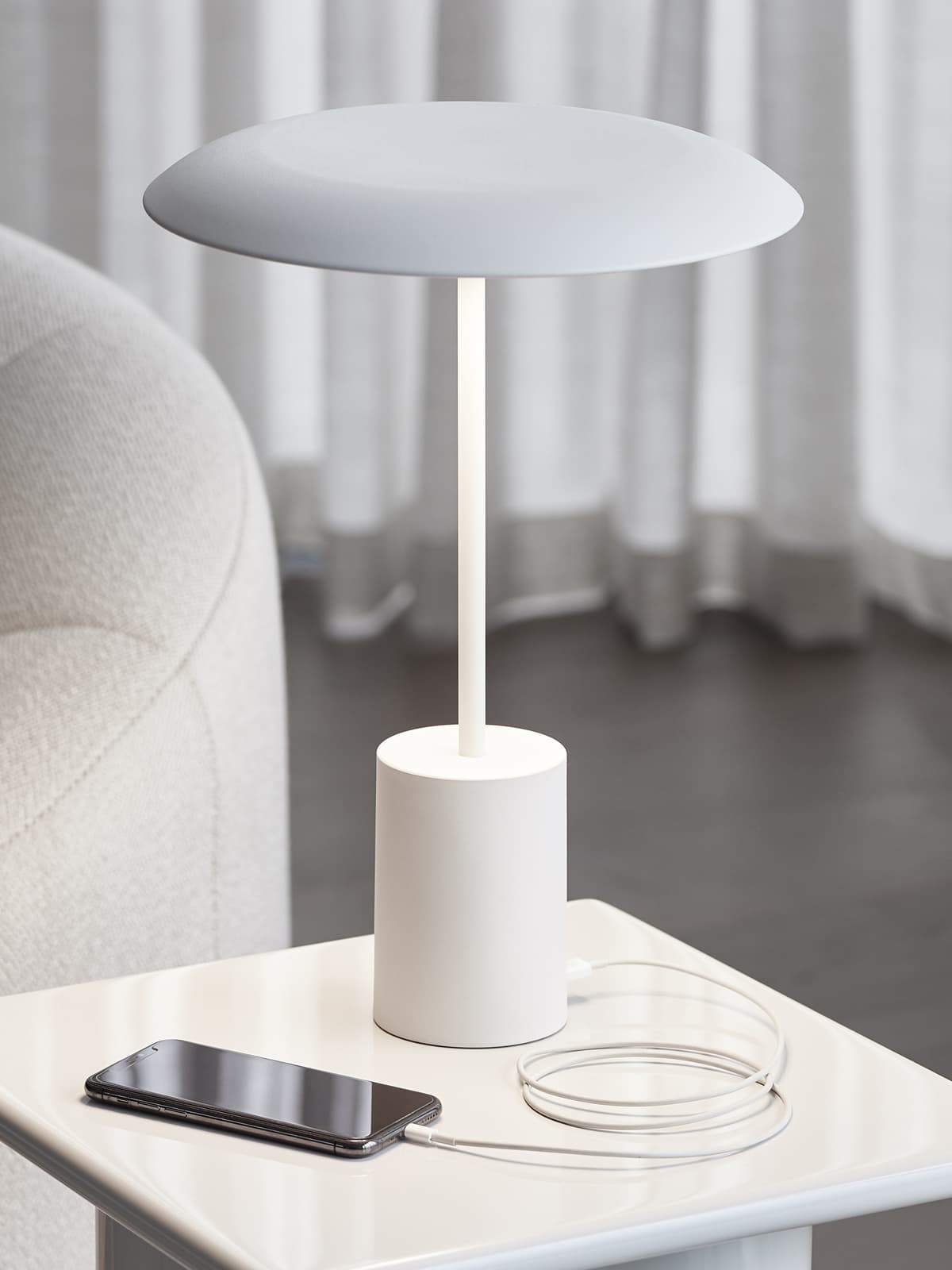 Smith LED Table Lamp with USB Port in White