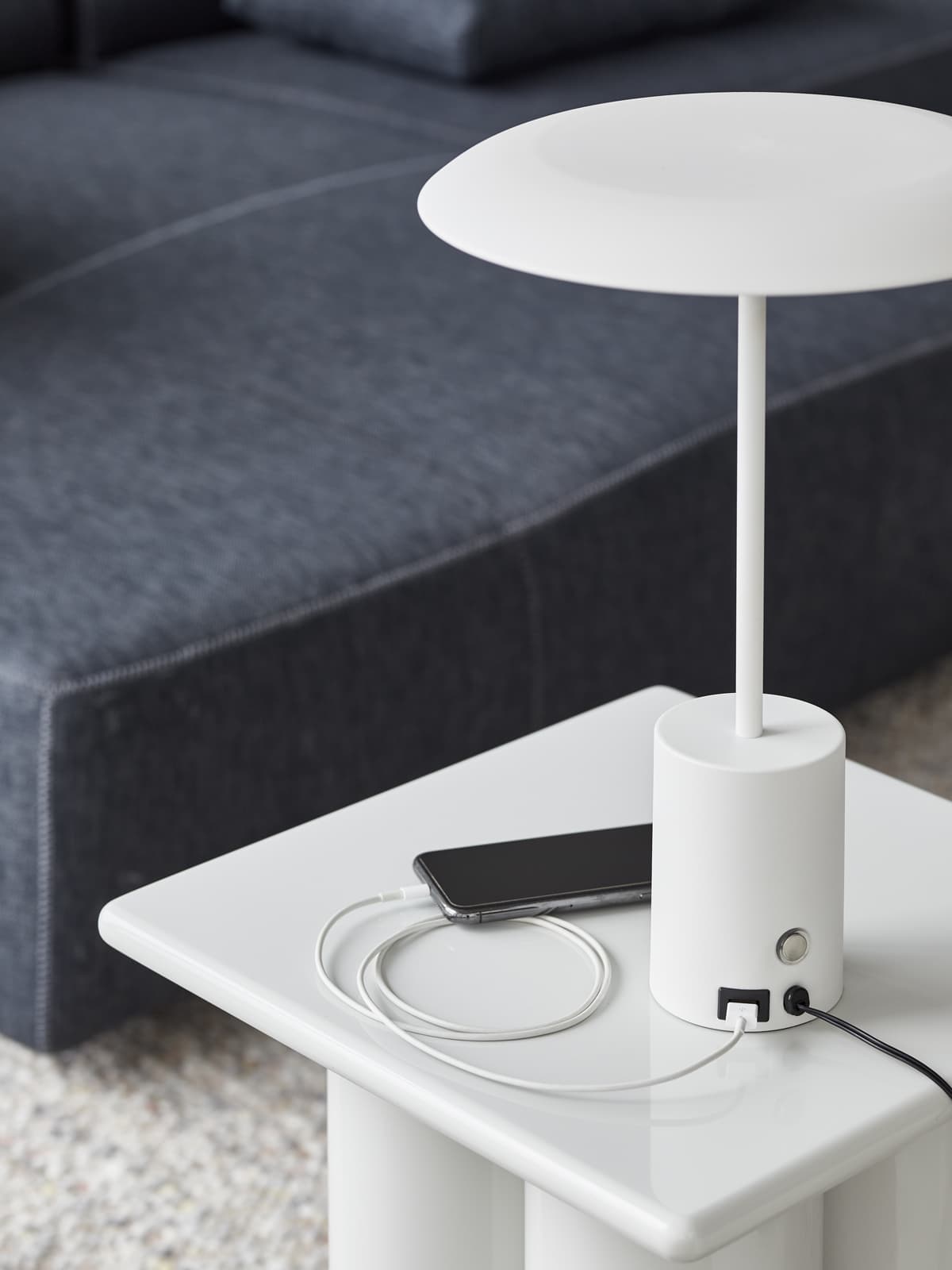 Smith LED Table Lamp with USB Port in White
