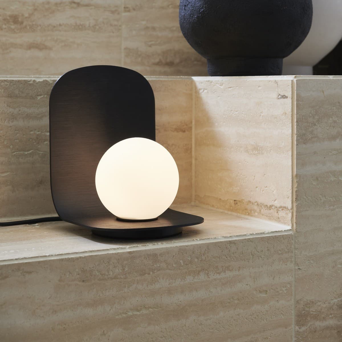 Attica 1 Light Table Lamp in Black with Matte Glass Shade-img-4