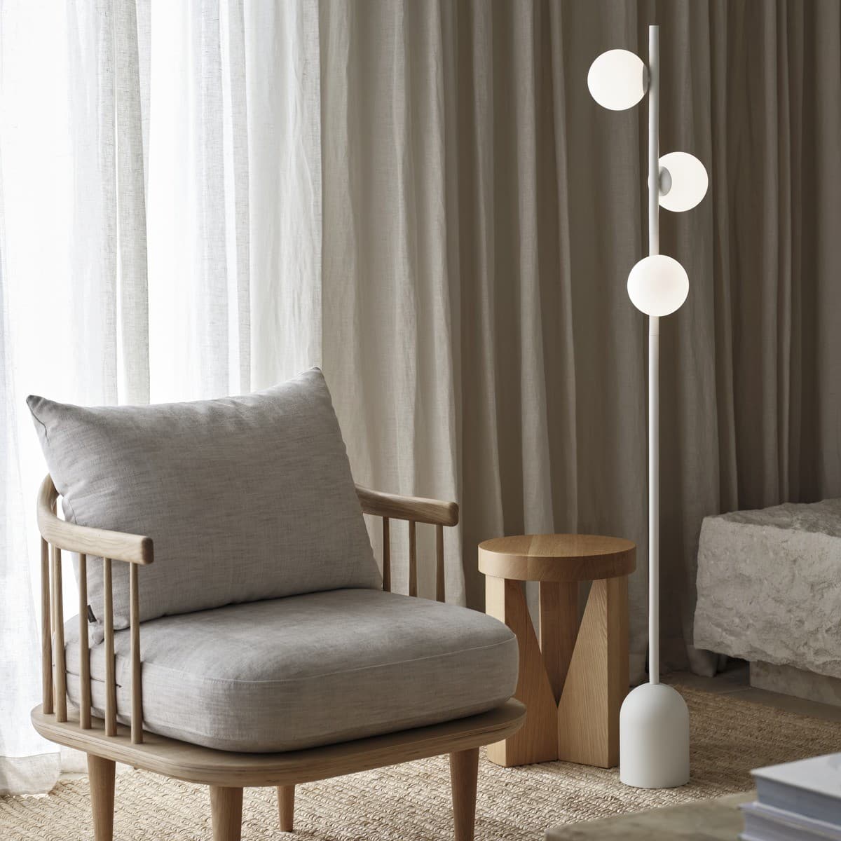 Helix 3 Light Floor Lamp in Textured Chalk-img-2