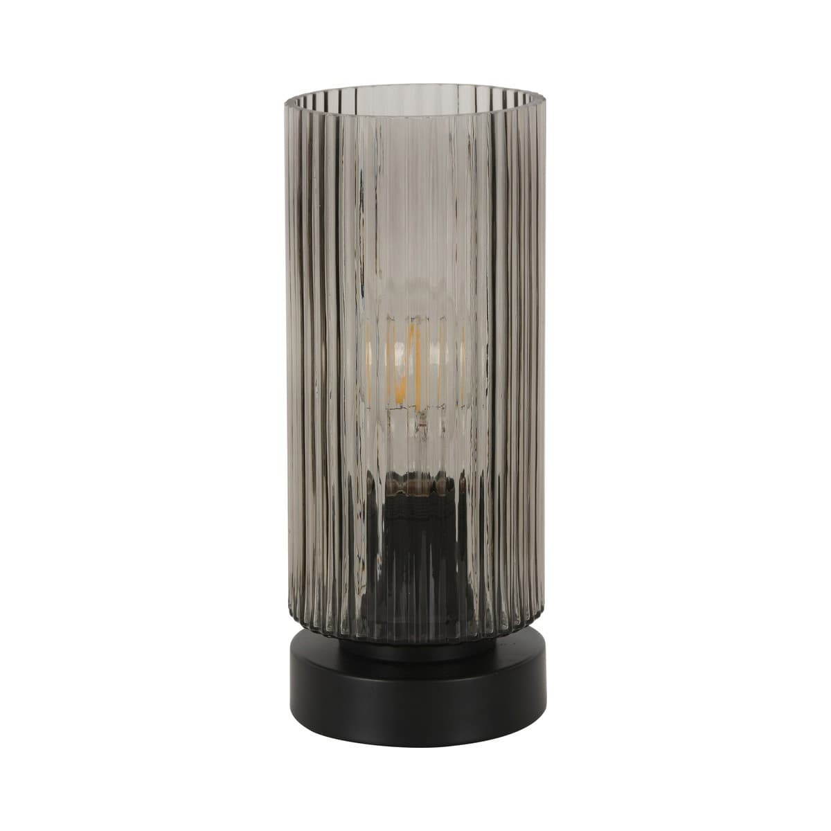 Curtis 1 Light Touch Table Lamp in Black with Smoke Glass with USB, 2 Pack-img-1