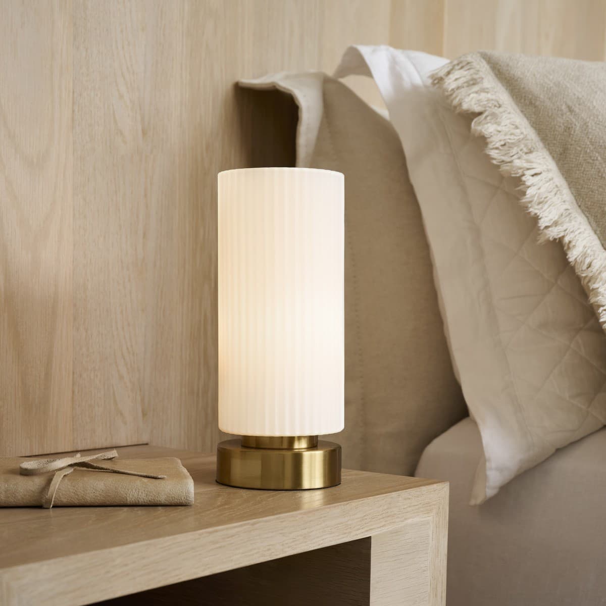 Curtis 1 Light Touch Table Lamp in Brass with Opal Glass with USB, 2 Pack-img-3