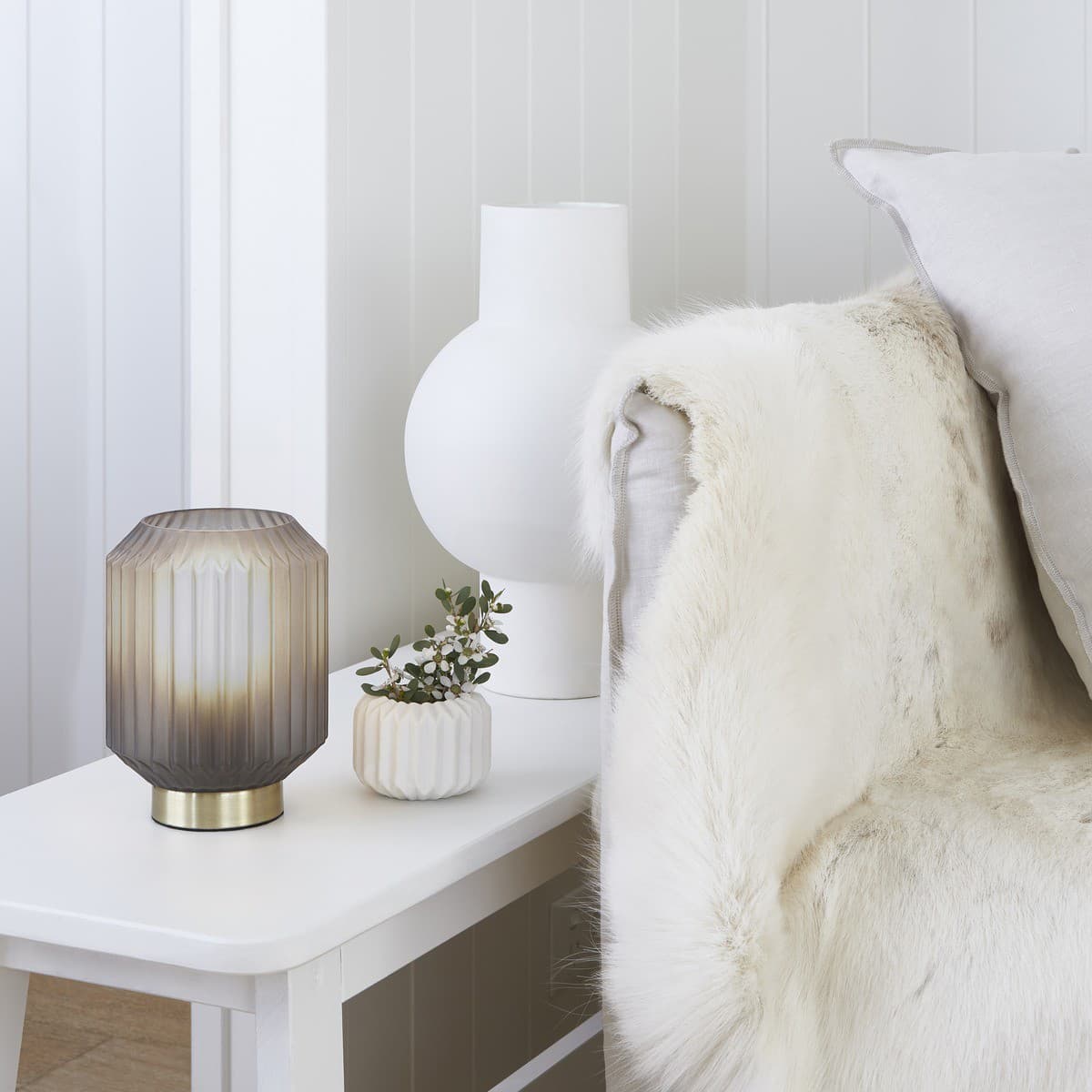 Clancy 1 Light Table Lamp in Brass with Smoked Glass Shade-img-2