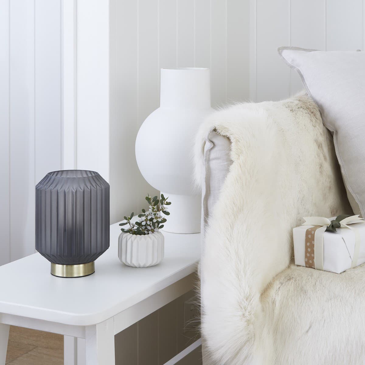 Clancy 1 Light Table Lamp in Brass with Smoked Glass Shade-img-3