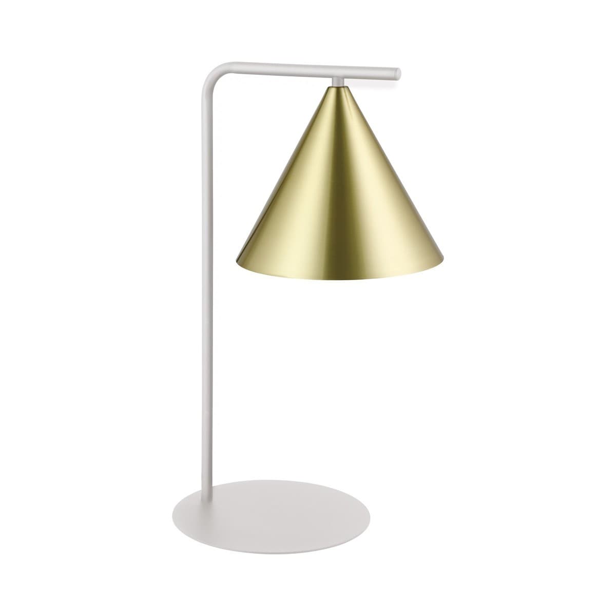 Scala 1 Light Table Lamp in White with Brass Detail