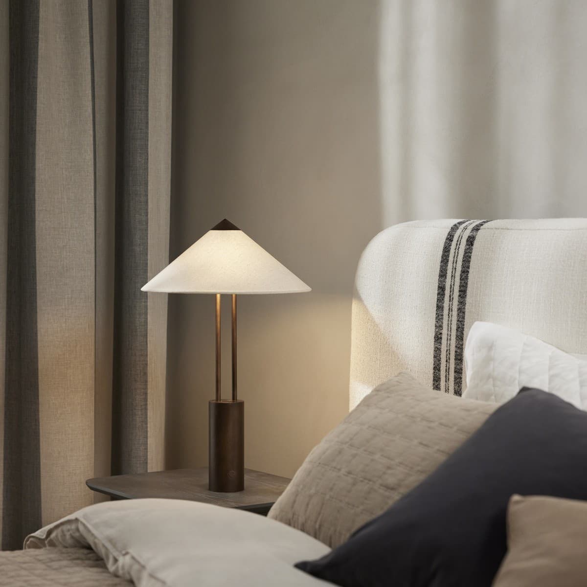 Jaxon 2 Light Touch Dimmable Table Lamp in Bronze with Natural Linen Shade, with USB-img-3
