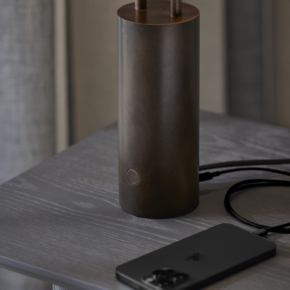 Jaxon 2 Light Touch Dimmable Table Lamp in Bronze with Natural Linen Shade, with USB-img-4