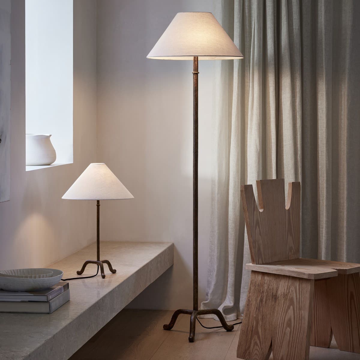 Santonio 2 Light Table Lamp in Rust with Natural Linen Shade-img-2